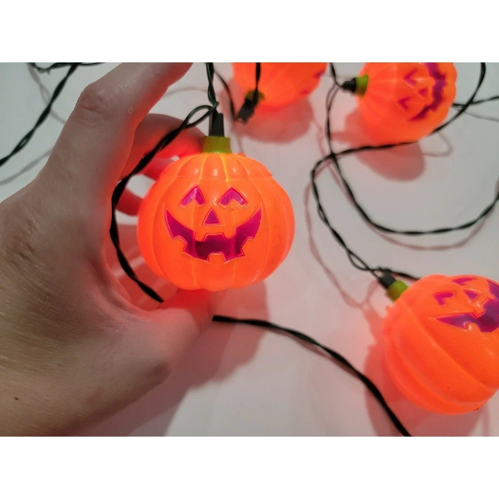 Vintage Halloween Jack O Lantern Pumpkin Light String Blow Mold Set of 2/20 mold